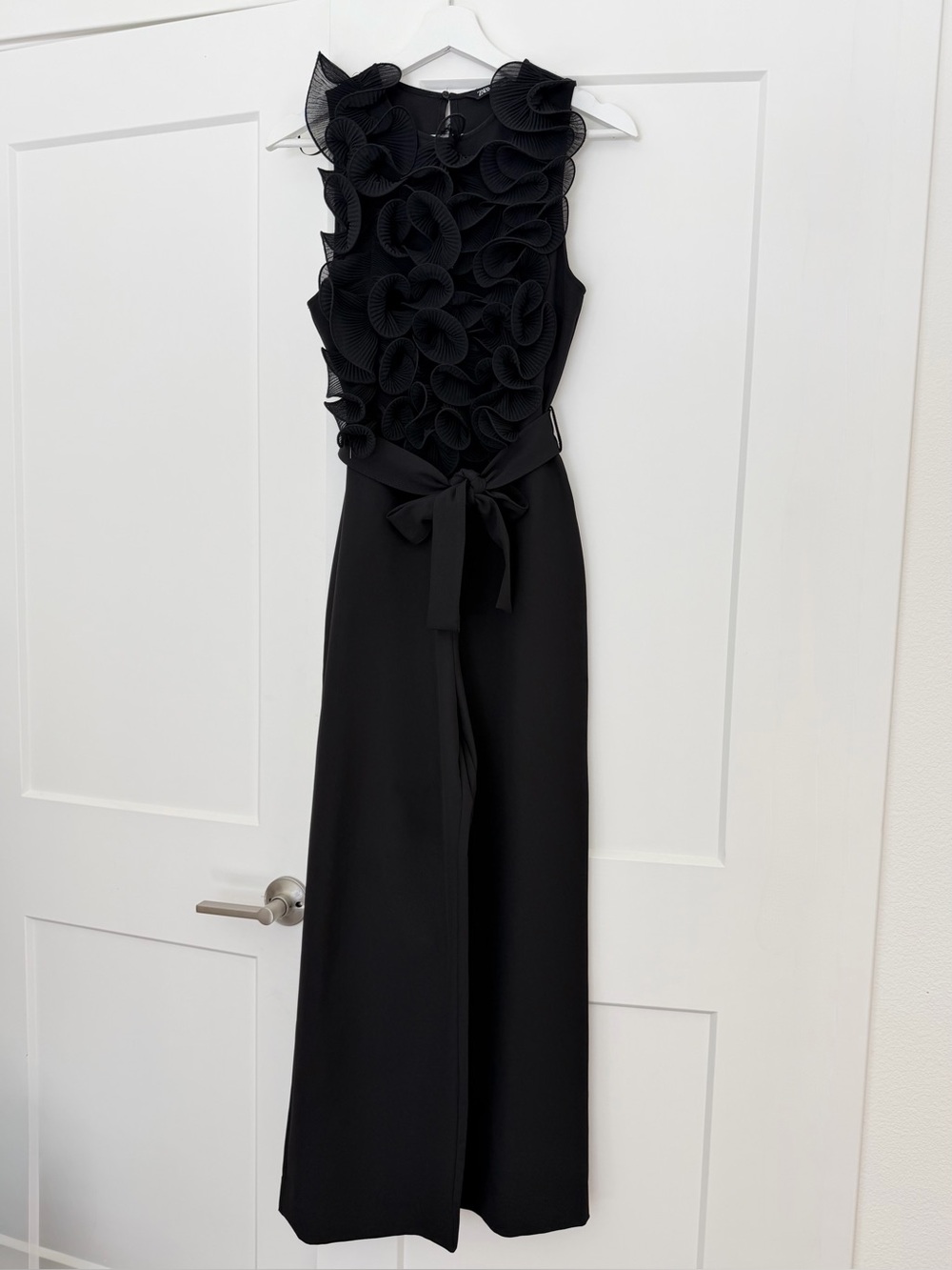 Zara Black Ruffle Sleeveless Jumpsuit - Size XS